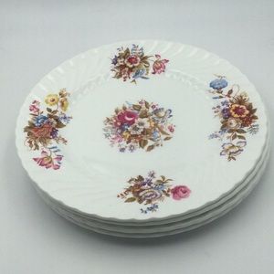 Aynsley Summertime Salad/Dessert Plates Set of 4, Floral, Cottage, Elegant.